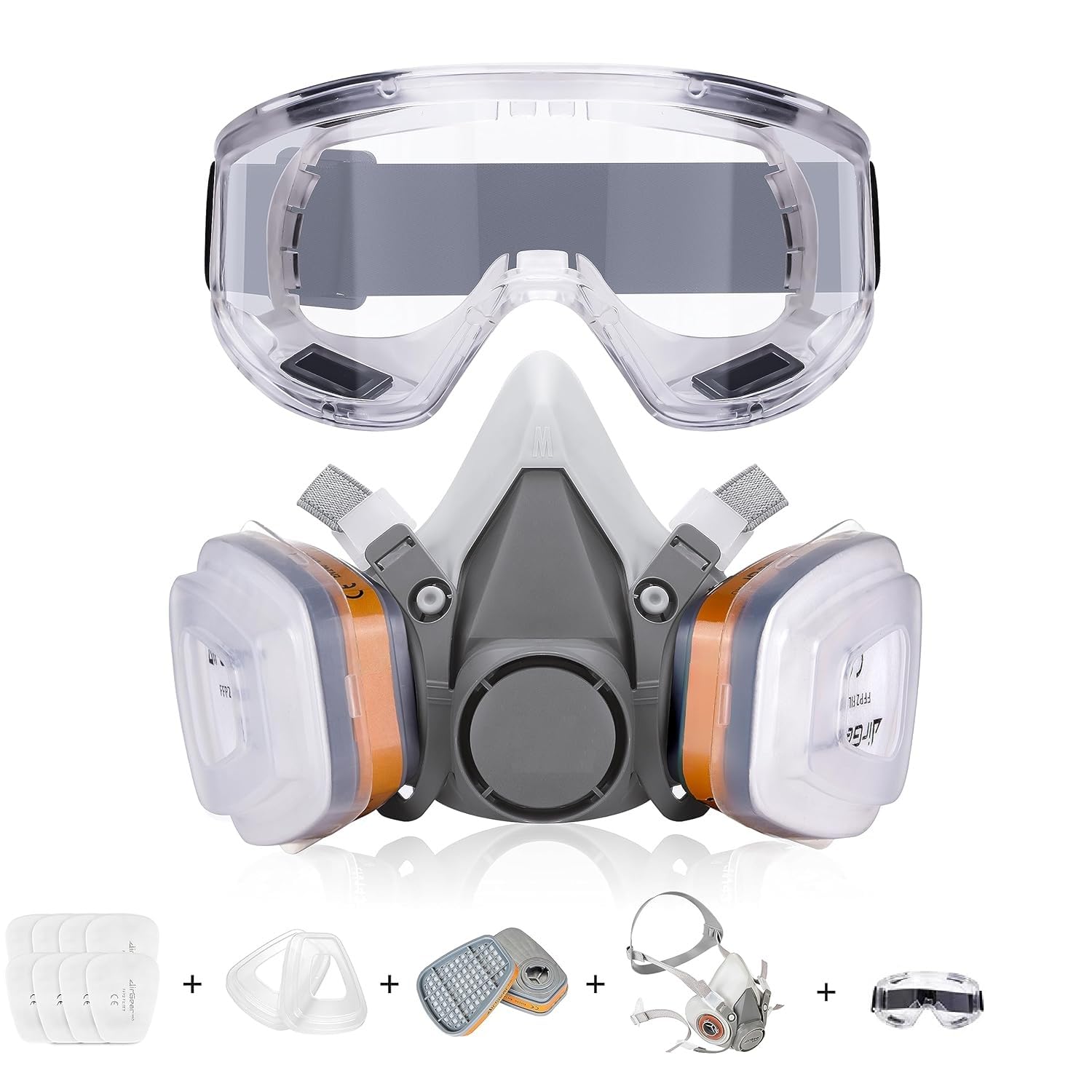 G-500 Reusable Rescpirator Mask With A1P2 Filters | Anti-Gas, Anti-Dust | Gas Mask Ideal For Painting, Woodworking, Construction, Sanding, Spraying, Chemicals, DIY Etc, Grey-image-16