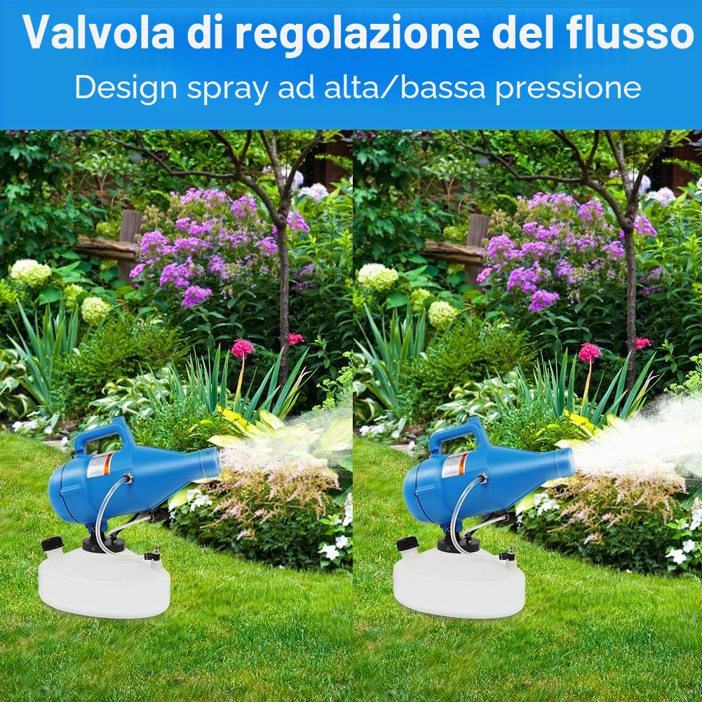 Nebulizzatore Elettrico Portatile ULV Nebulizzatore Portatile 4.5L (1.2 galloni) Nebulizzatore Elettrico ULV Nebulizzatore Freddo per Pubblico Interno Ed Esterno, Distanza di