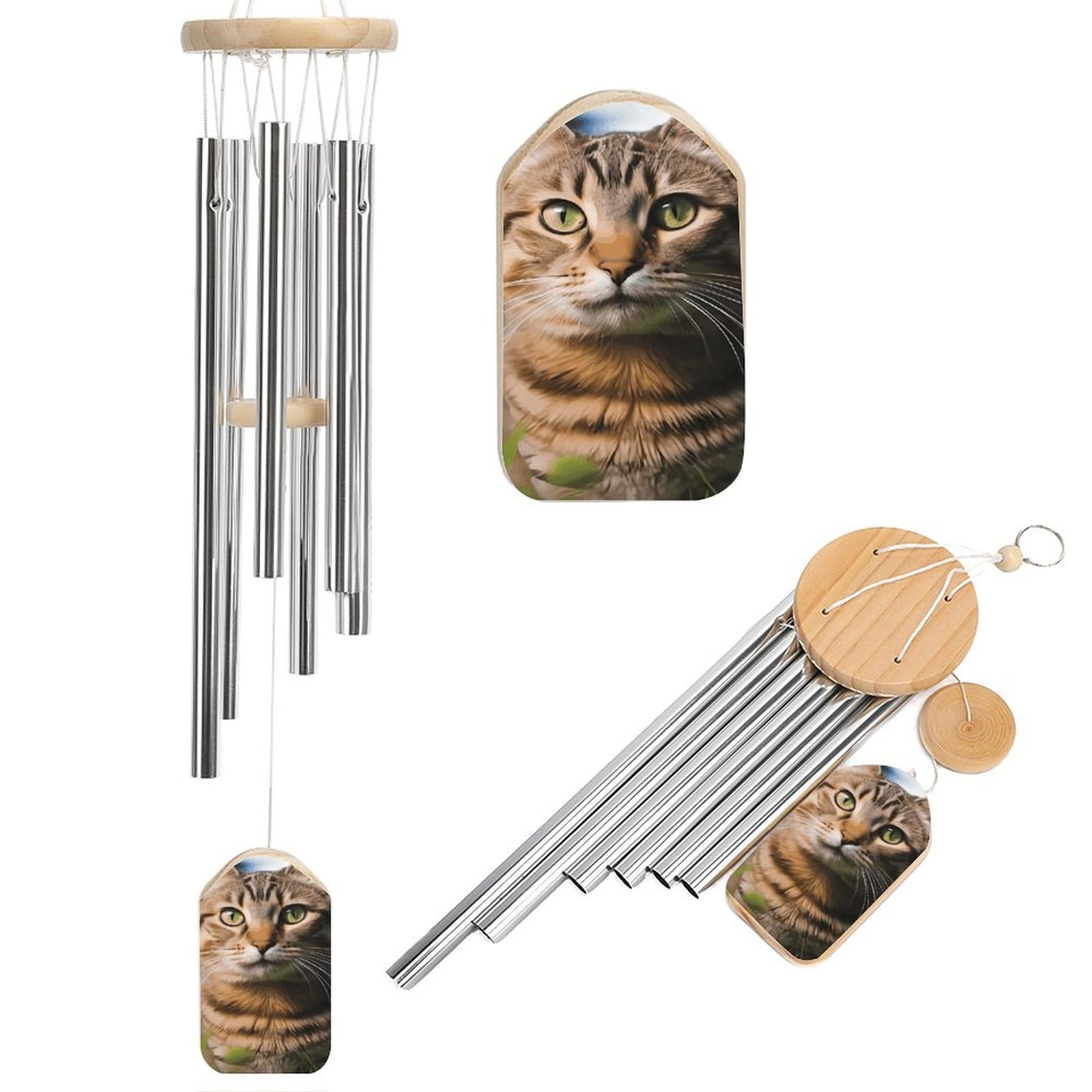 Carillon éolien en métal chat pour décorer jardin terrasse et balcon