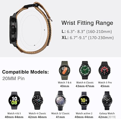 Vista 13 de Nereides Correa compatible con Samsung Galaxy Watch 7 6 5 4 de 1.575 pulgadas, 1.732 pulgadas, Watch 6 4 Classic/Galaxy Watch 5 Pro/Galaxy Watch