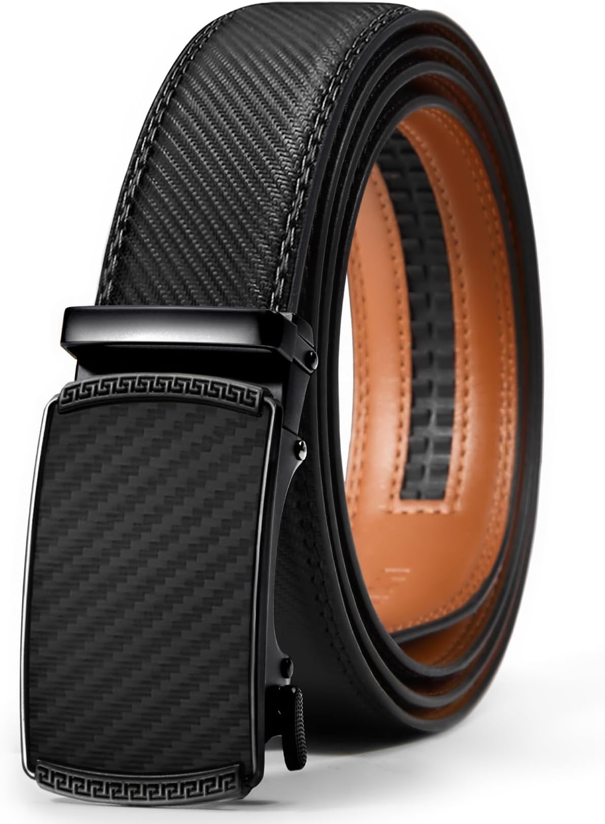 Men's Belt Leather Ratchet Belt for Men Dress Casual Every Day with Adjustable Buckle, Trim to Fit