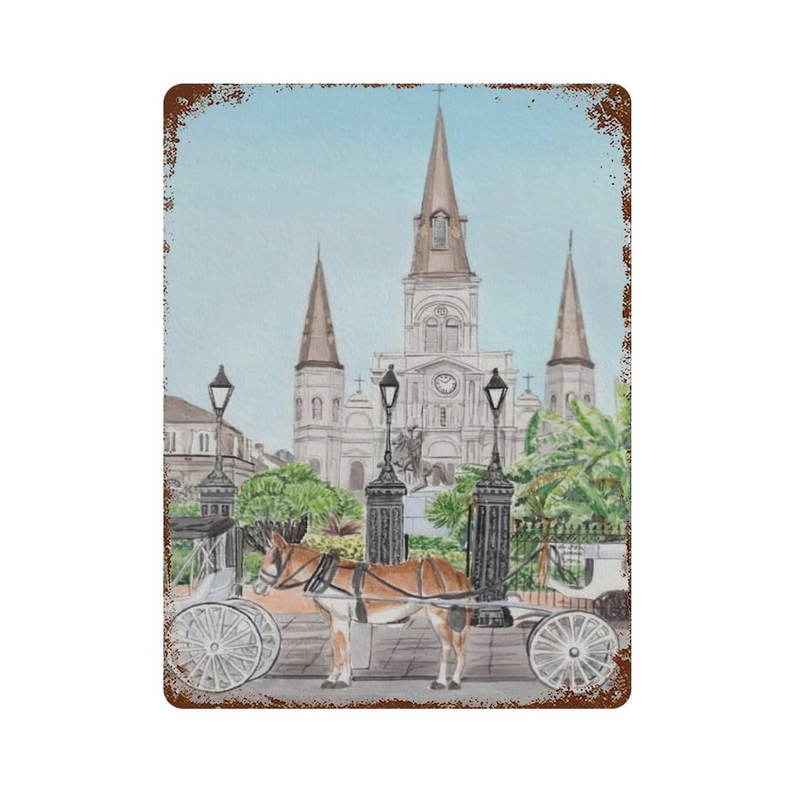 xiaoxiaoshen Cityscape New Orleans Louisiana Wall Decor Art Metal Tin Poster Modern Home Decor Art Home Bar Shop Decorations Vintage Sign 40x30cm