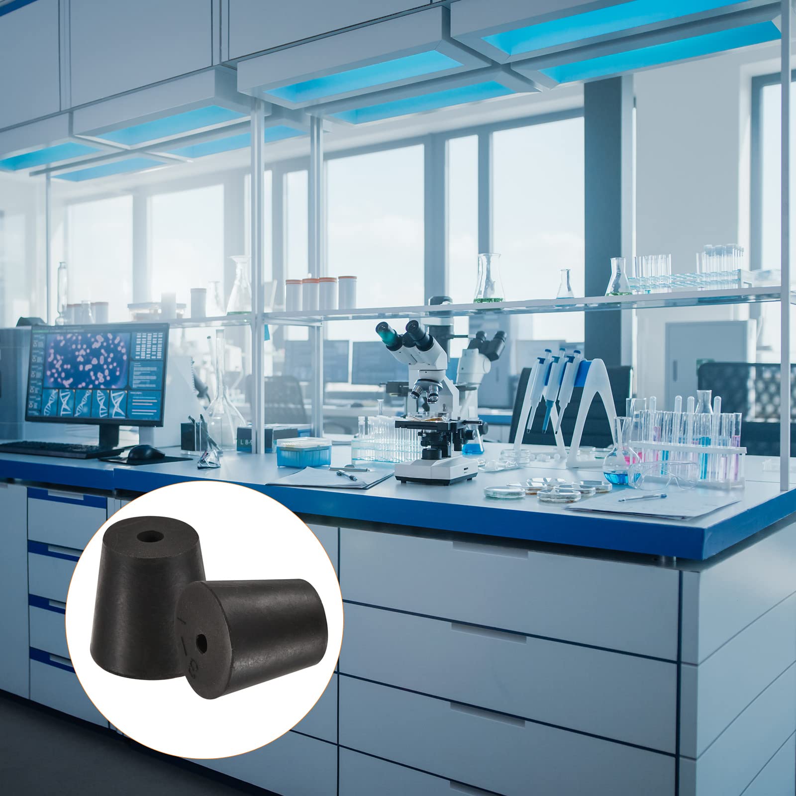 YOKIVE 5pz Tappi Gomma, Tappi Rastremati con Resistenza Alte Temperature | Proteggi Foro, Ottimo per Laboratorio Industria (Nero, 16 mm 20 mm