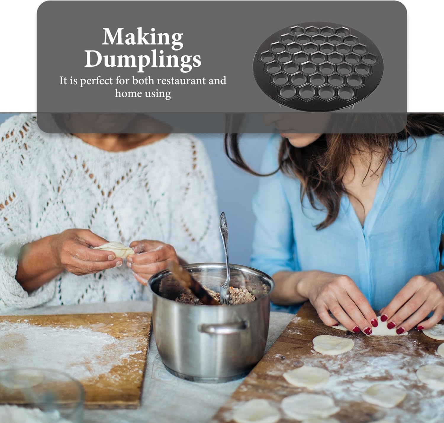 VALICLUD 37holes Dumpling Wrappers Maker Quick Easy Wonton Press Zinc Alloy Dumpling Mold Tool for Families