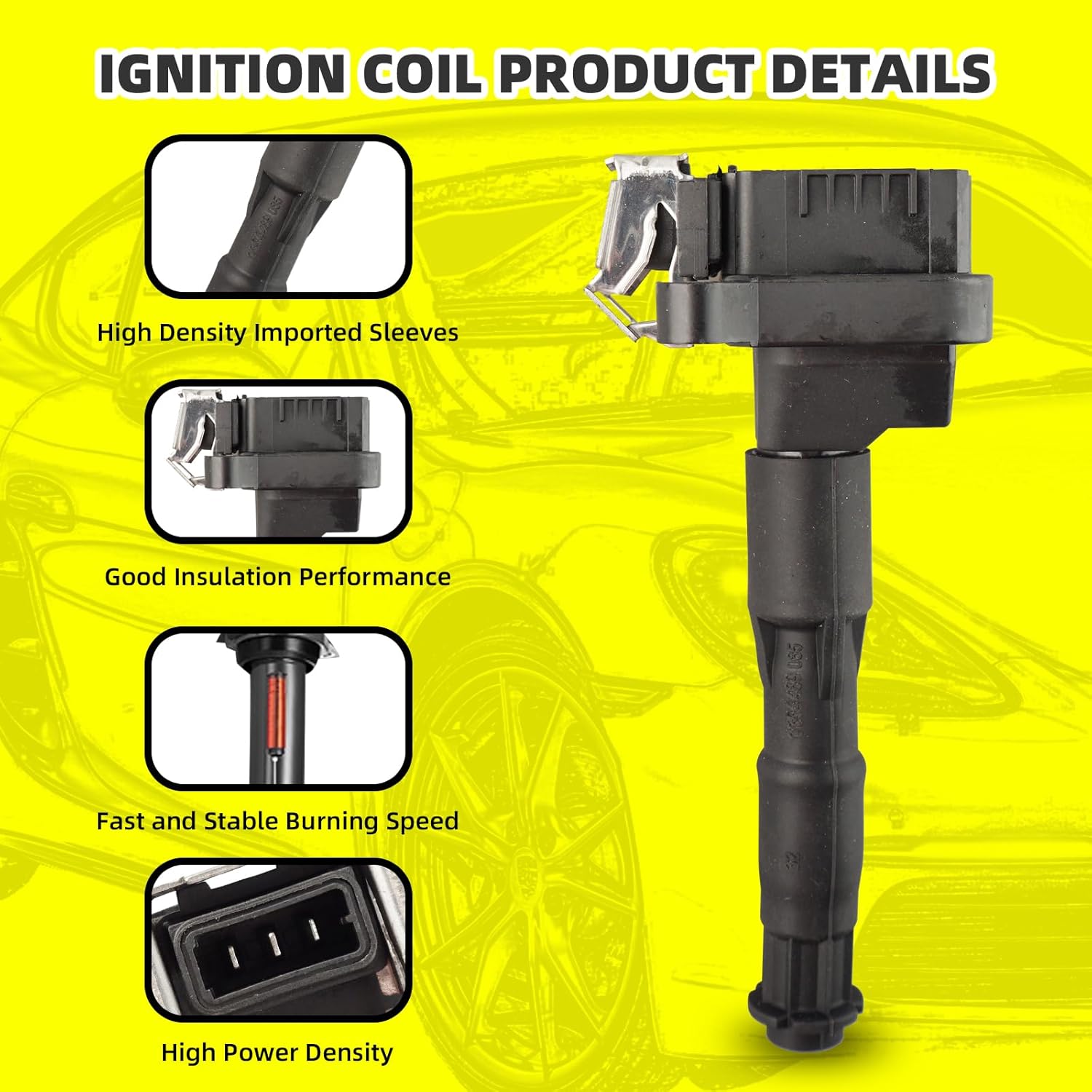 Set of 6 Ignition Coils Pack UF354 12137599219 & 6 PCS Iridium Spark Plugs Compatible with BMW E46 E39 330ci 328i 525i 528i 330i 323i 325i 325ci 325xi 530i Z3 X5 M3 Z8 Land Rover Range Rover