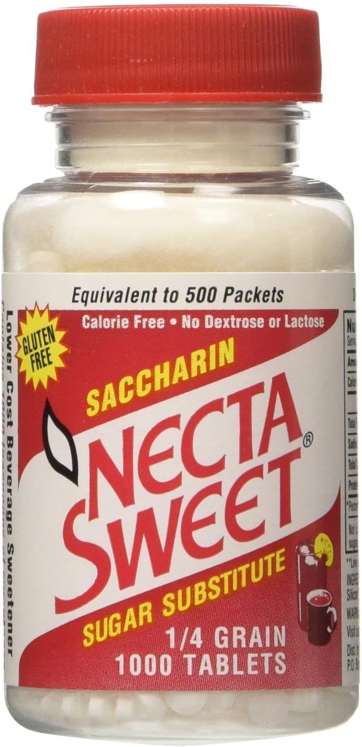 Necta Sweet Saccharin Tablets, 1/4 Grain, 1000 Tablet Bottle (Pack of 6