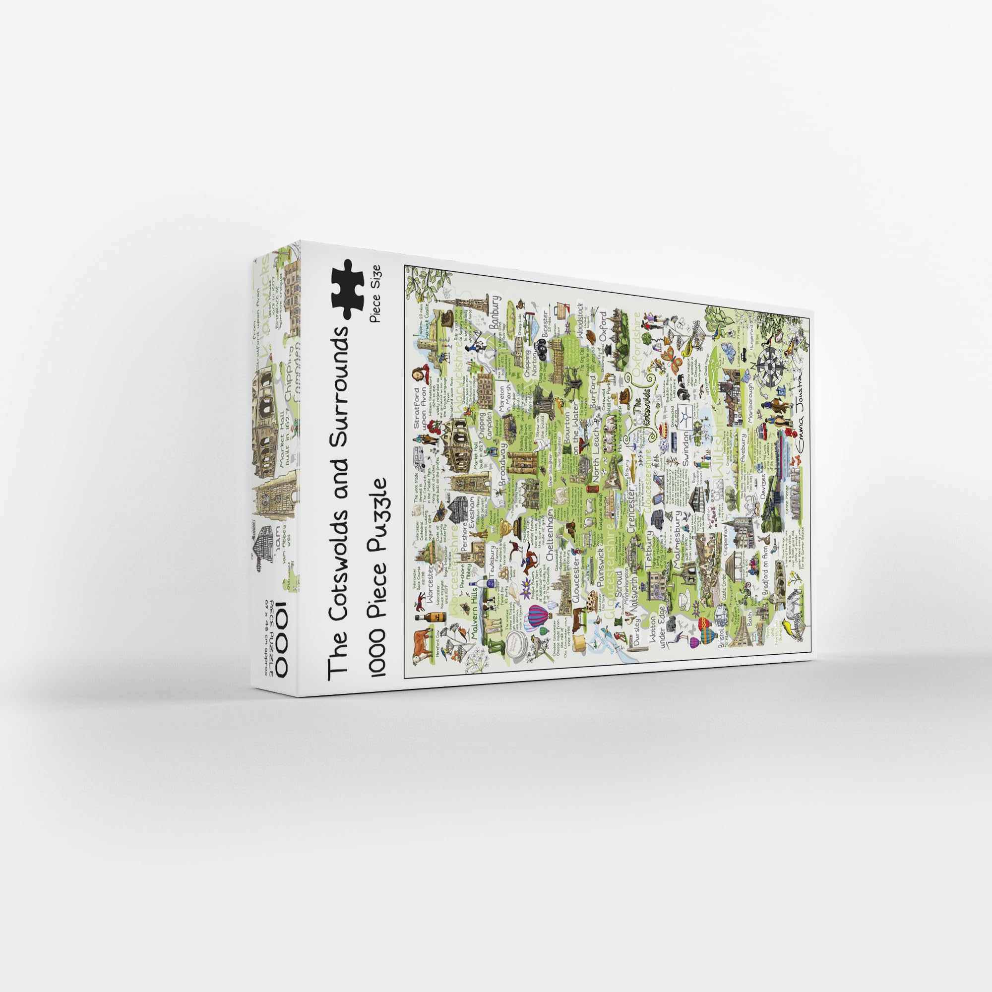 The Cotswolds & Surrounds 1000 Piece Jigsaw Puzzle; Emma Joustra art Collection; Eco-Friendly, Gift for Adults & Families