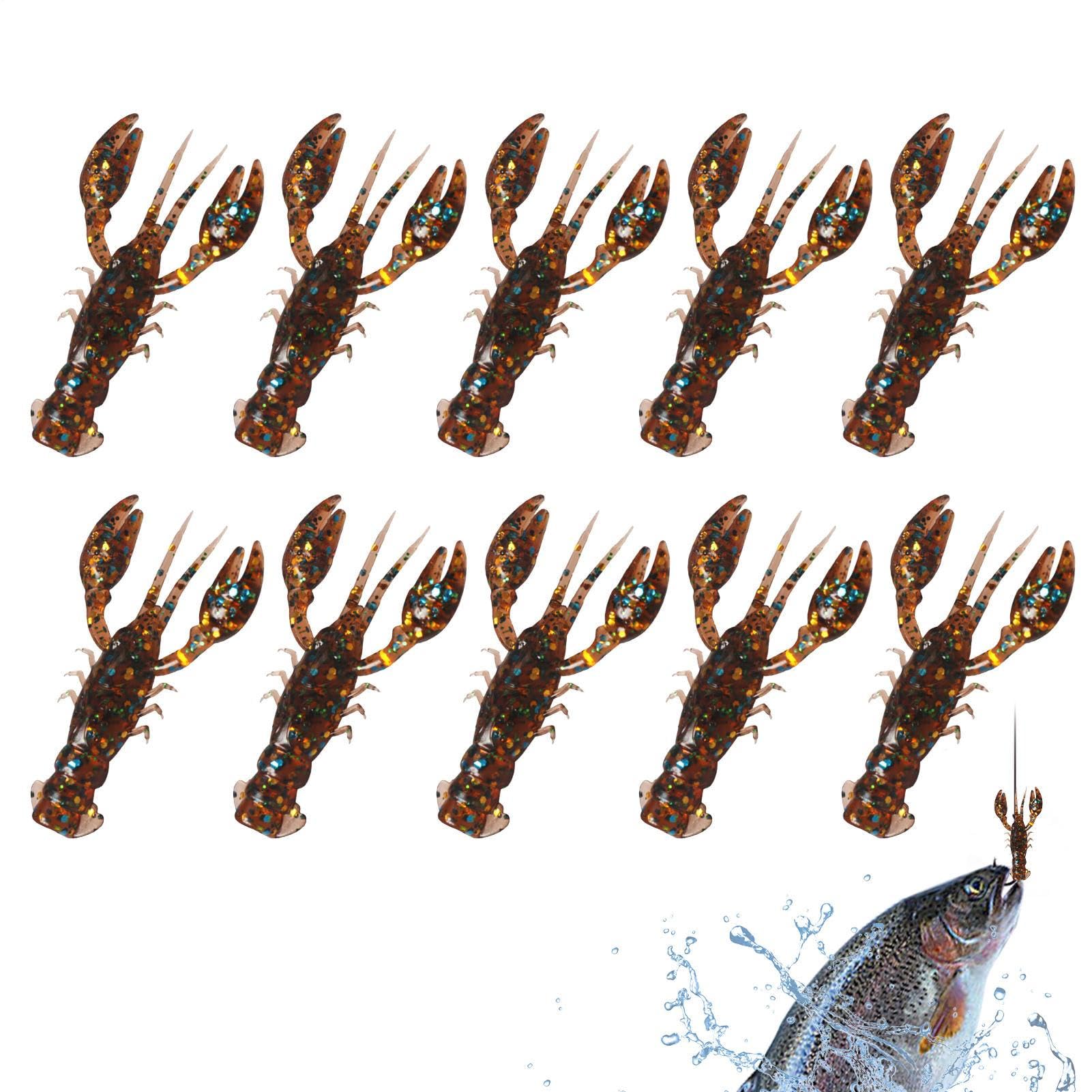Leurres Souples pour Pêche De La Perche - Leurre Crankbait Écrevisse Réaliste 10 Pièces | Arôme Naturel Leurres Nageurs pour Pêche en Eau Douce Et Salée
