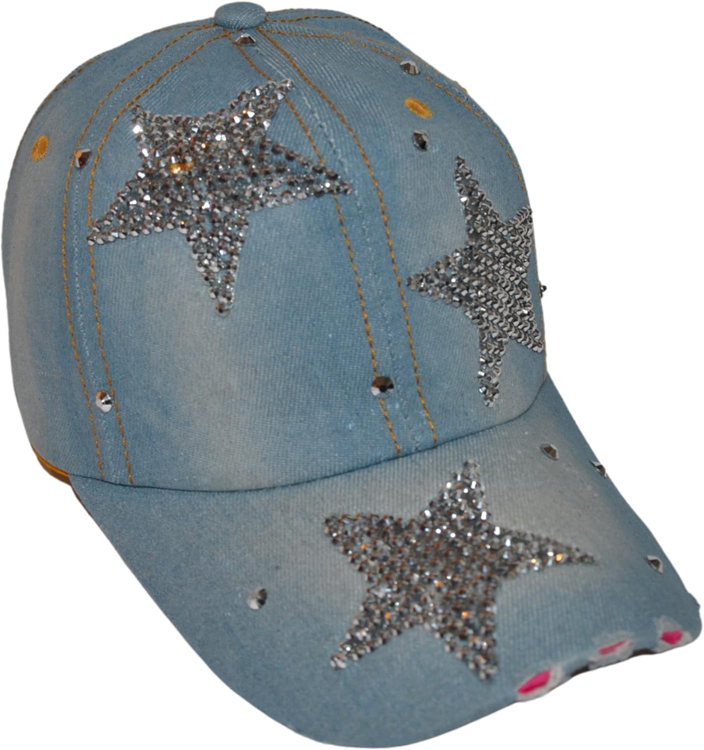 Popfizzy Bling Baseball Cap for Women and Girls, Fun Bedazzled Hats, Shiny Rhinestone Denim and Diamond Hat, Sparkly Gifts - Image 4
