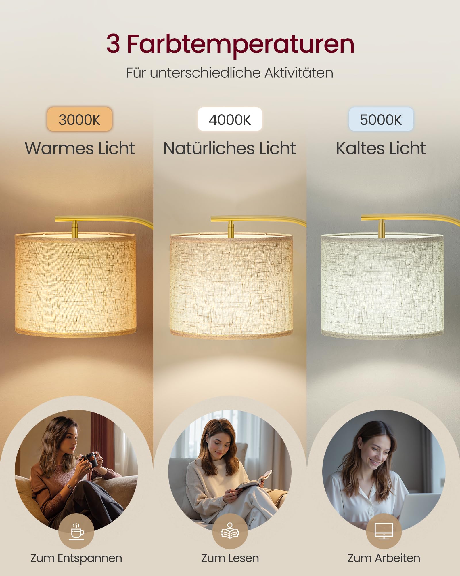 VASAGLE Stehleuchte, Bogenlampe, Stehlampe, höhenverstellbare Leselampe, 150-175 cm hoch, modern, mit Fußtaster, Lampenschirm aus Stoff, E27 Fassung, Mattschwarz LFL006BD02