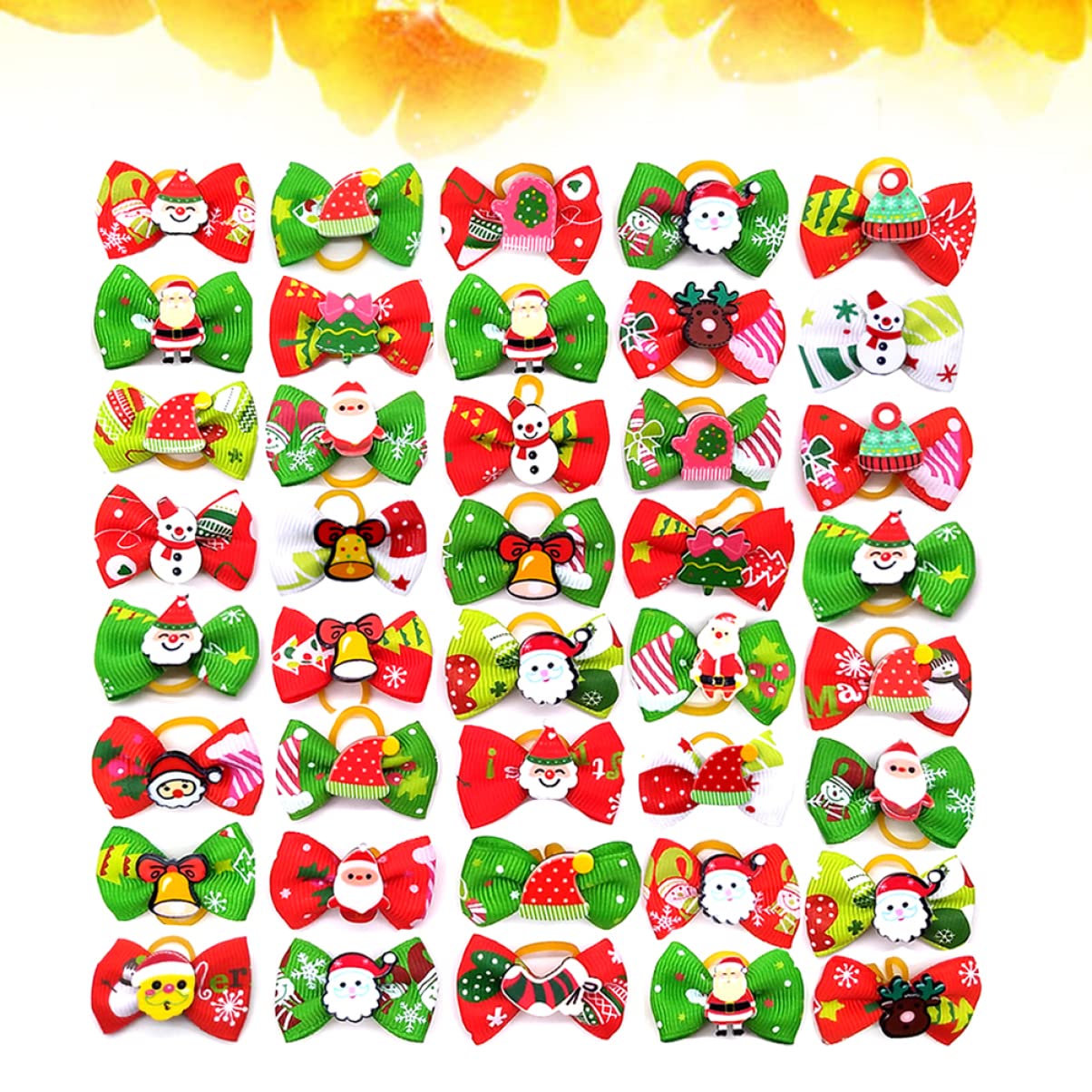 Mipcase 200 Pz Natalizi per di Animali Domestici Fiocchi di Pelo di Cane di Natale Fiocco di Natale per Cani Fiocchi di Pelo di Cucciolo Fiocchi di Cucciolo Elastico Il Cane