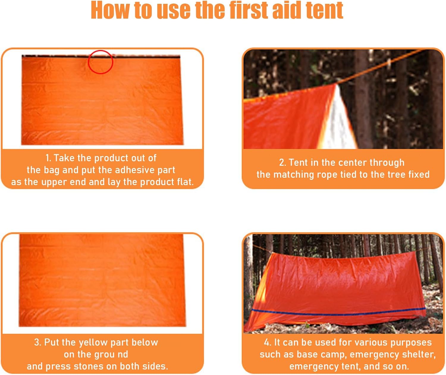 Survival Tent, 2 Person Outdoor Camping Tent, Windproof Waterproof Thermal Sack Blanket Sleeping Bag Tarp Gear, Lifesaving Shelter for Hiking, Mountaineering, Trekking, Outdoor Adventures,