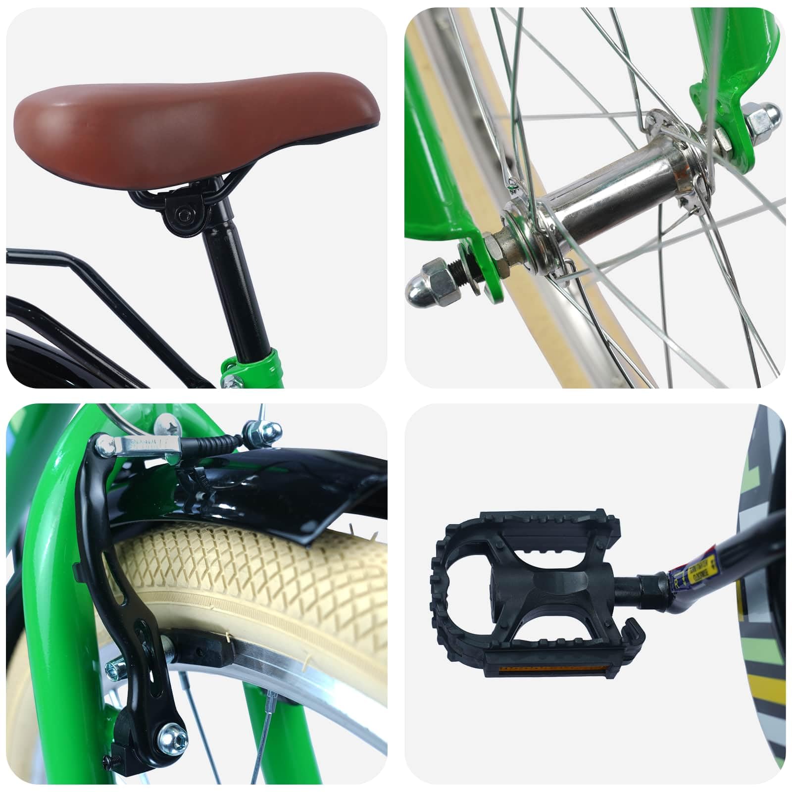 vidaXL Bicicletta per Bambini 24 Pollici per 8-12 anni Verde, Manubri regolabili, bici classica per ragazzi, telaio in acciaio, divertente e sicura per giovani ciclisti