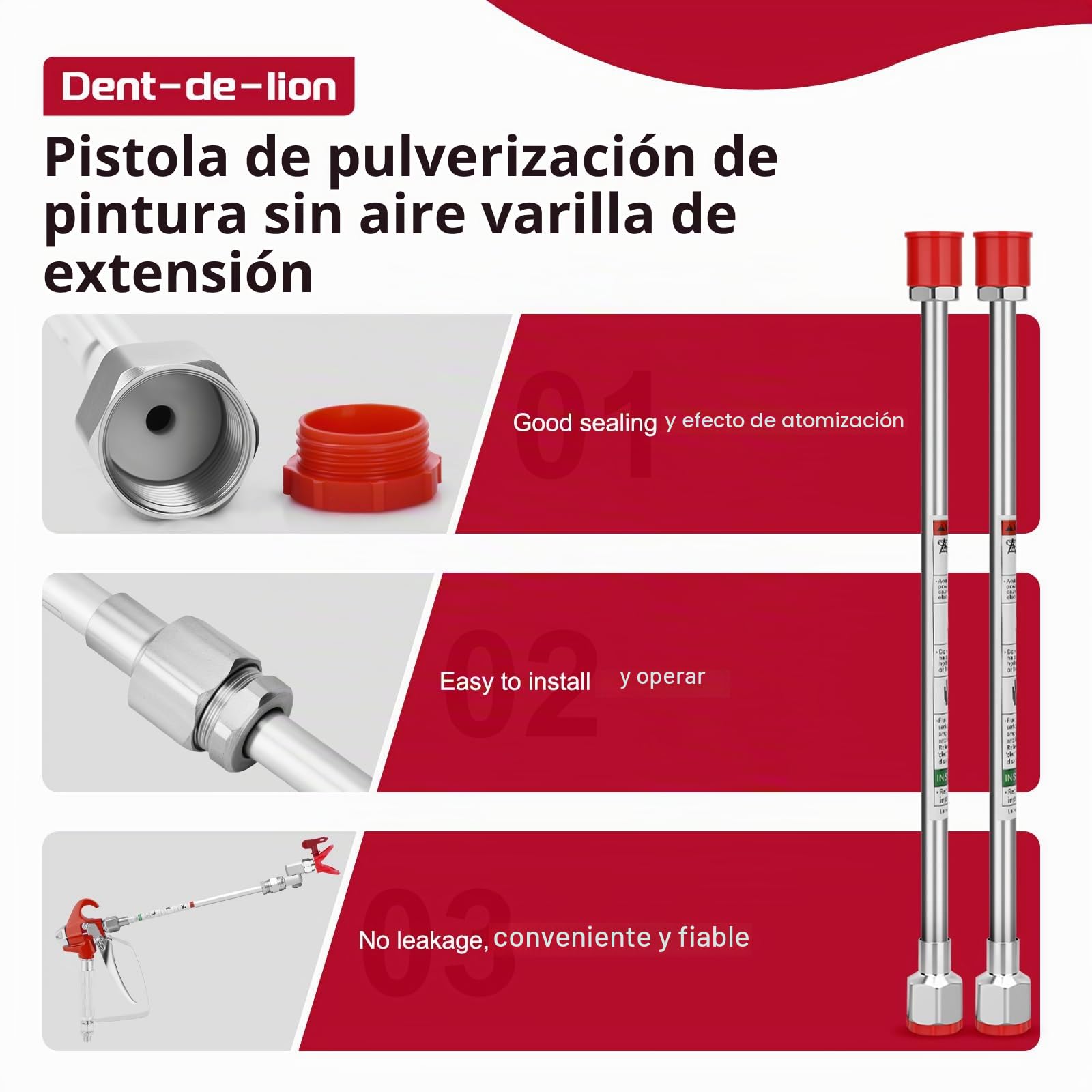 Conjunto de Accesorios de Pistola de pulverizador de Pintura sin Aire de 21 Piezas con Puntas de pulverización Reversibles de 13 Piezas, Varita de extensión de pulverizador de Pintura de 30 cm