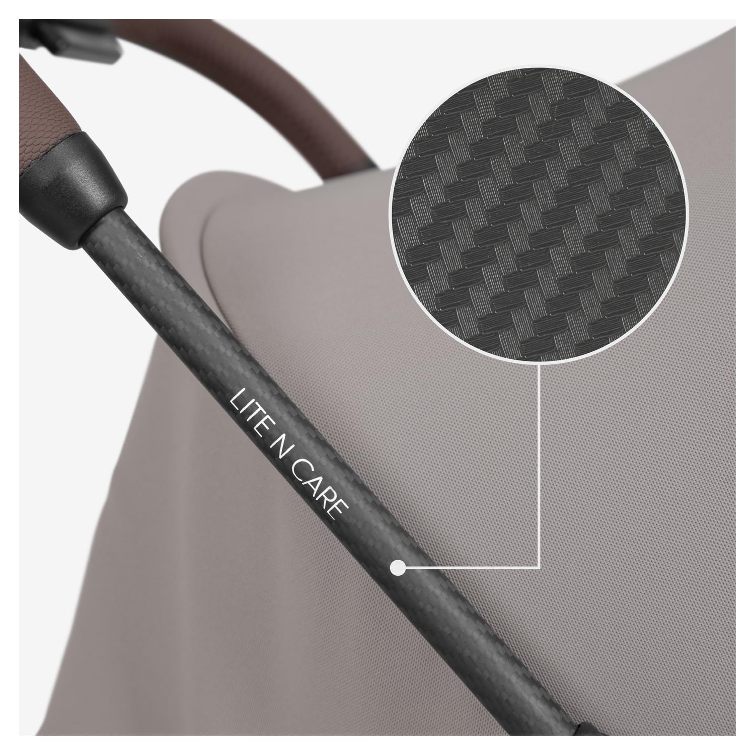 hauck Lite N Care Passeggino Ultraleggero 5,5 kg in Carbonio, Premiato German Design Award 2025 & Innovation Award 2025, Pieghevole Compatto IATA, UPF 50+, Schienale Reclinabile - Sandy Taupe | German Design Award 2026, bagaglio a mano, chiusura una mano
