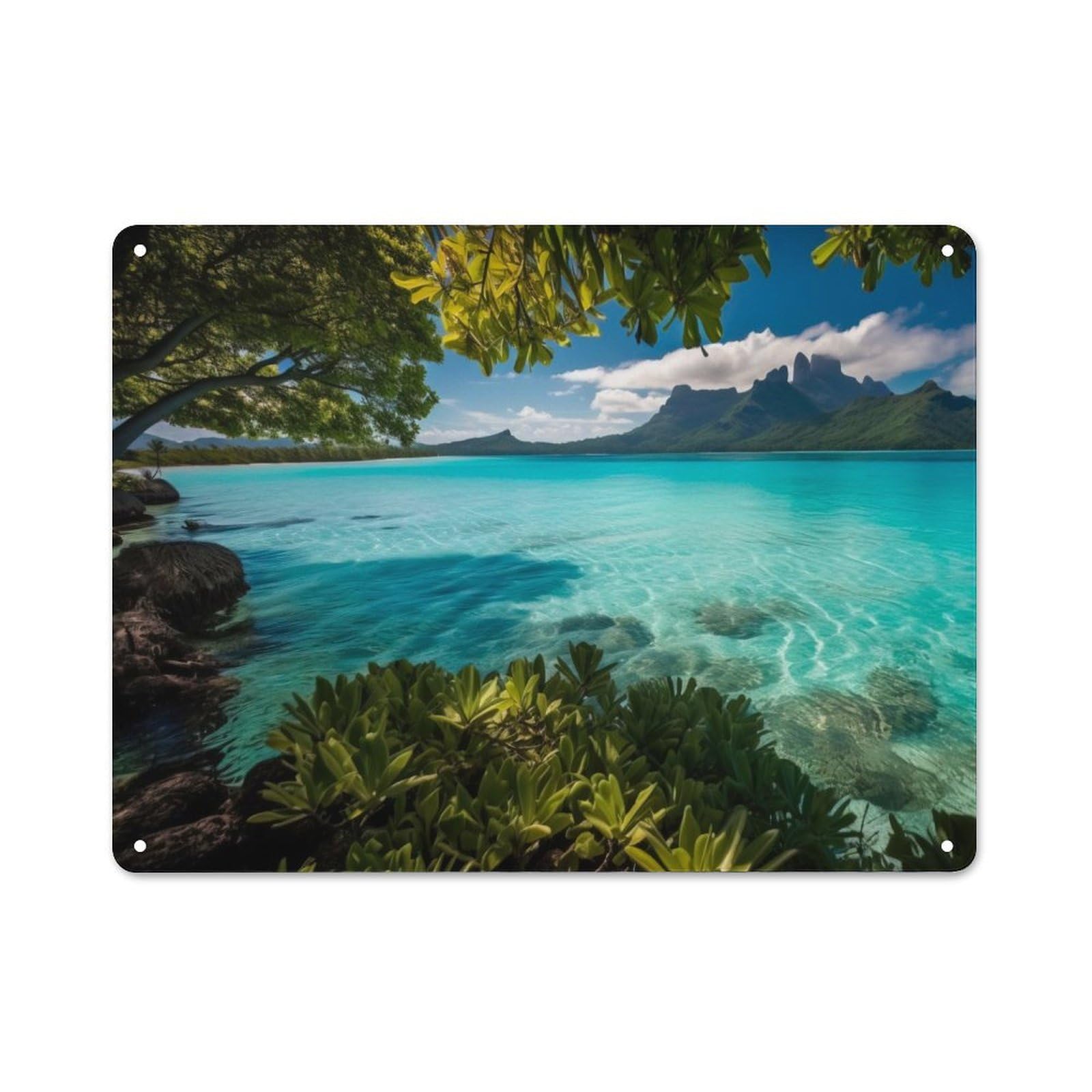 Junmoney Style-9 Urban Metal Wall Art Sign 30X40cm Featuring Tropical Haven, Urban Room Decor For Modern Home, Workshop, Office Or Cafe