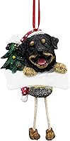Vista 1 de Rottweiler - Adorno de Navidad con patas colgantes únicas pintadas a mano y fácilmente personalizadas
