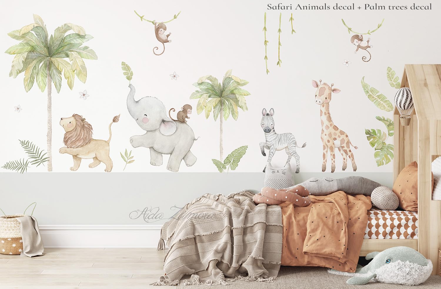 Vinilo infantil de Tela SAFARI, Pegatinas de Pared de Animales de Safari, Vinilo animales africanos.