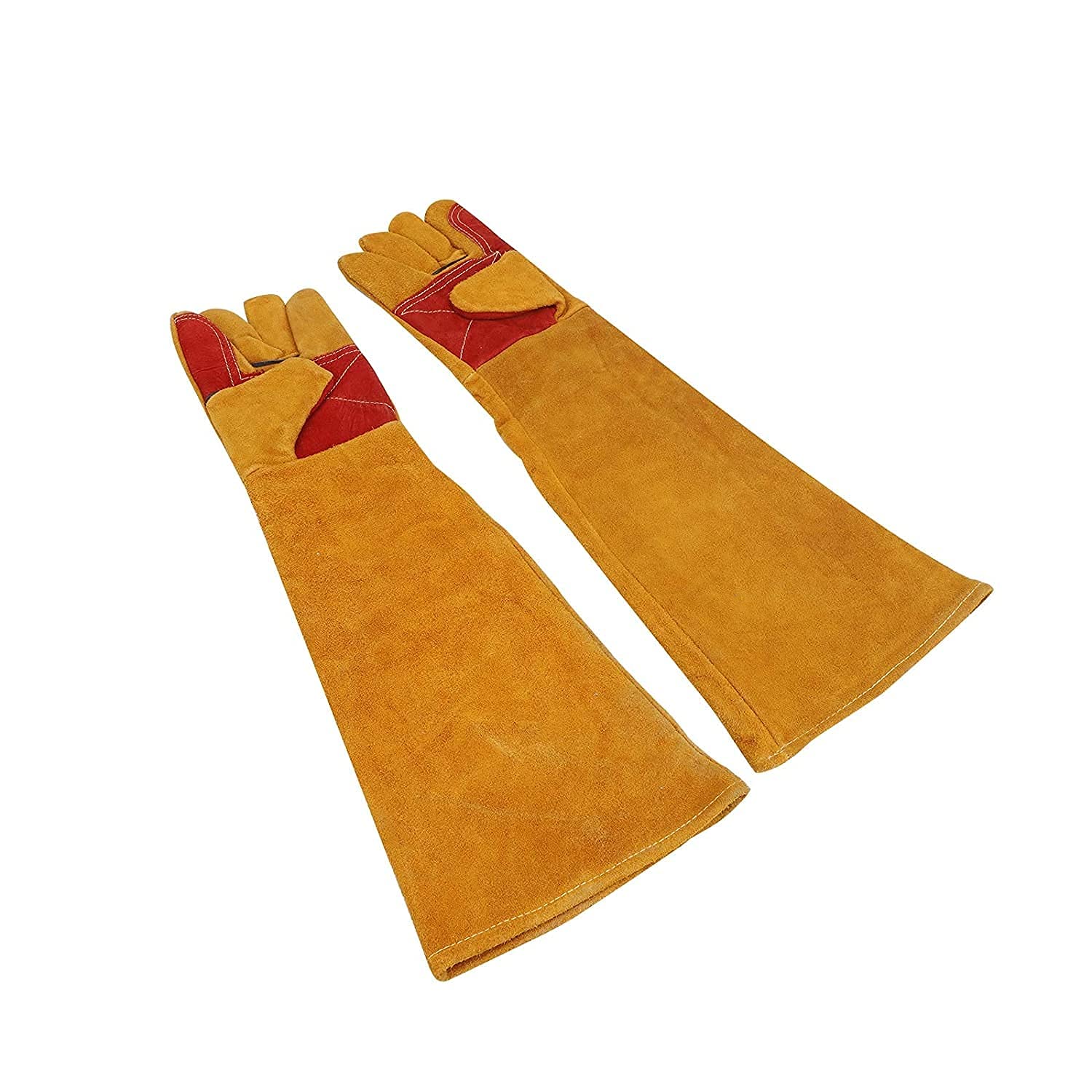 Gants de soudage en cuir de 60 cm avec manches extra longues, gants de travail anti-coupe, gants de travail résistants à la chaleur extrême, gants de protection de travail, gants de cheminée
