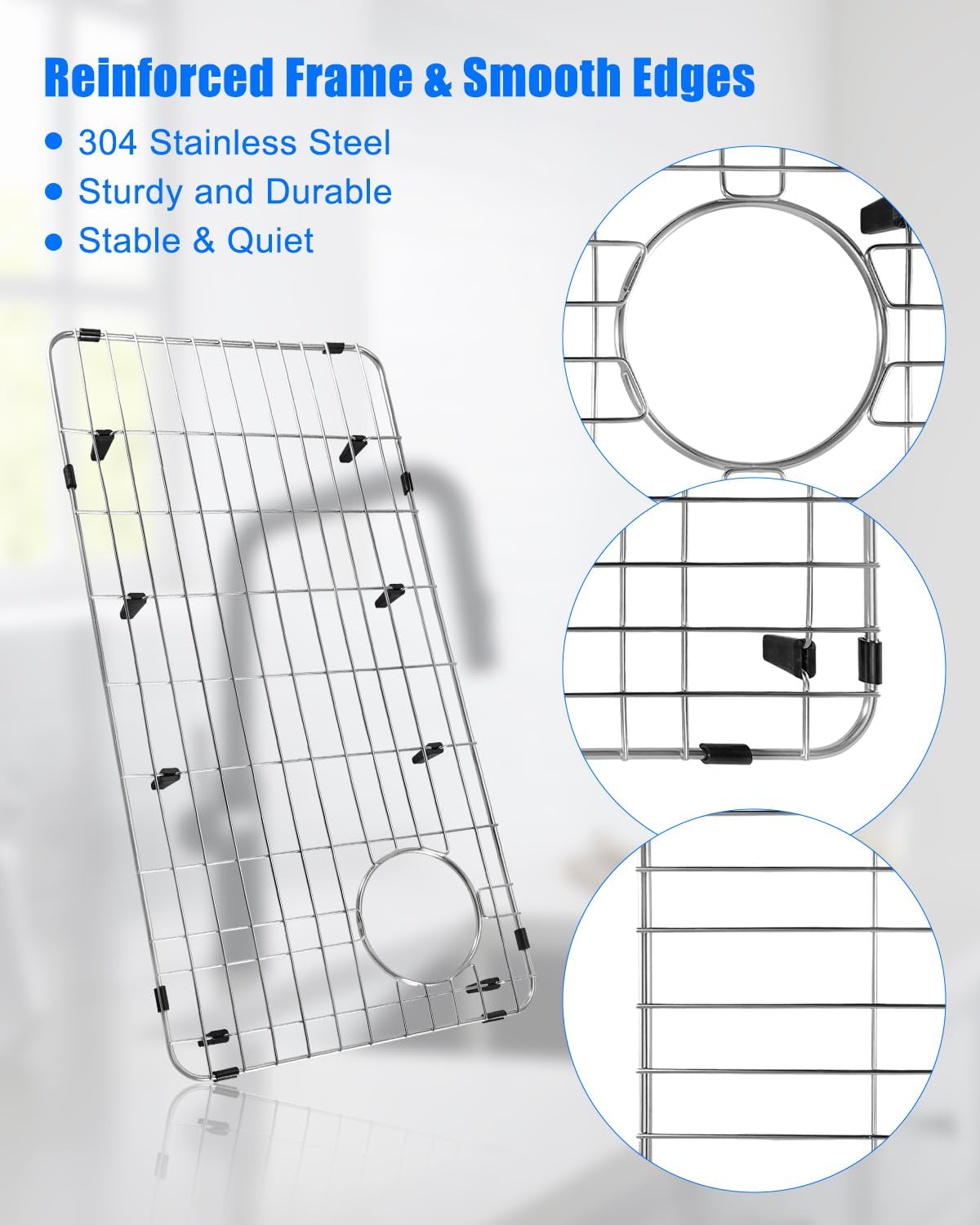 Bottom Grid for Single Bowl Kitchen Sink, Stainless Steel Sink Protector 28-1/4" x 14-1/4" x 1-1/4", Sink Grate for Bottom of Kitchen Sink