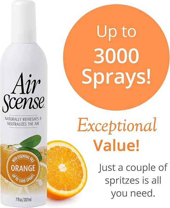 Air Scense Essential Oil Air Freshener, NonAerosol 7oz, 3Pack Citrus Bundle Natural Citrus Odor Eliminator Sprays