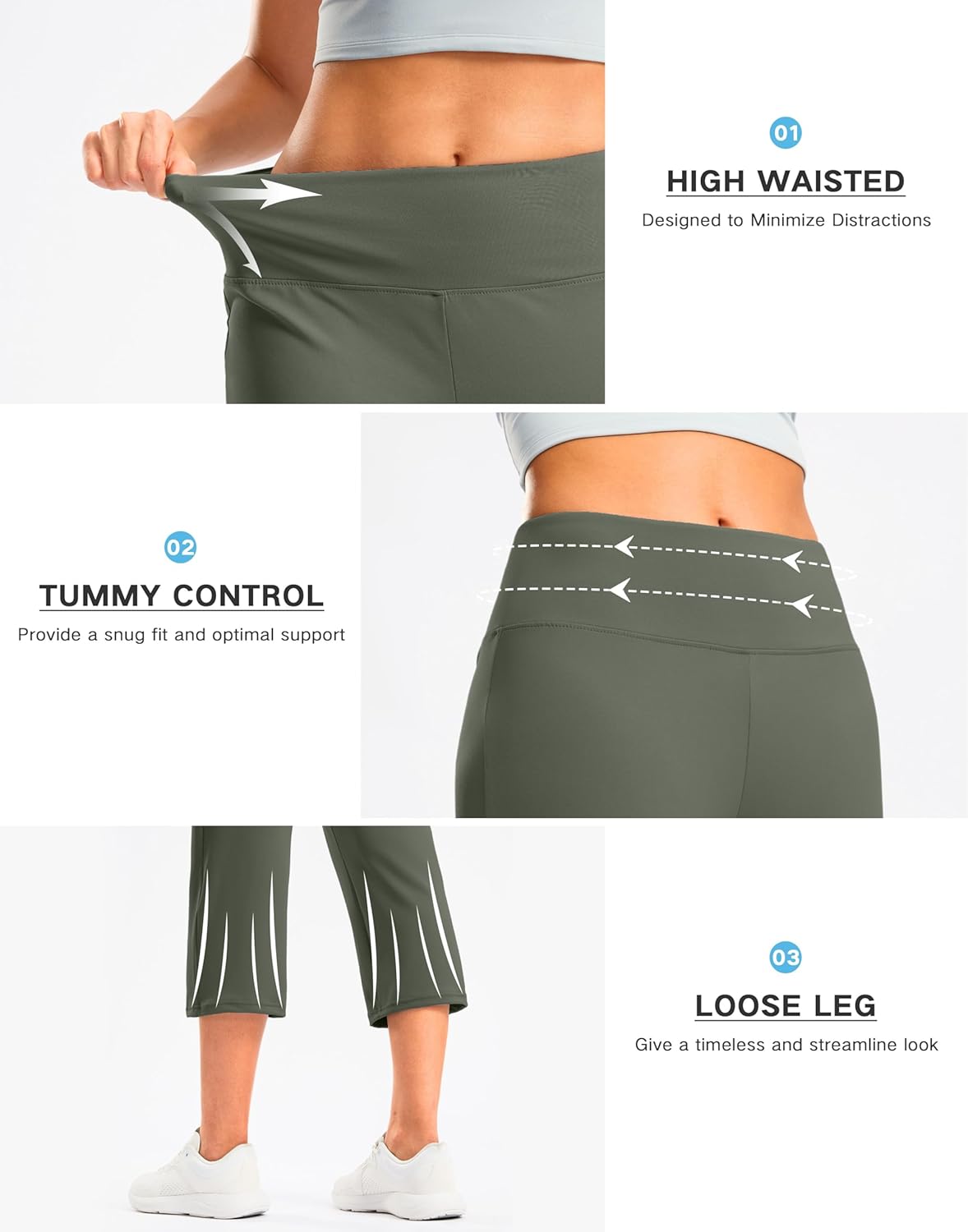 G Gradual Women's Yoga Capri Pants with Zipper Pocket High Waist Leggings Crop Straight Leg Workout Exercise Capris for Women - Image 4