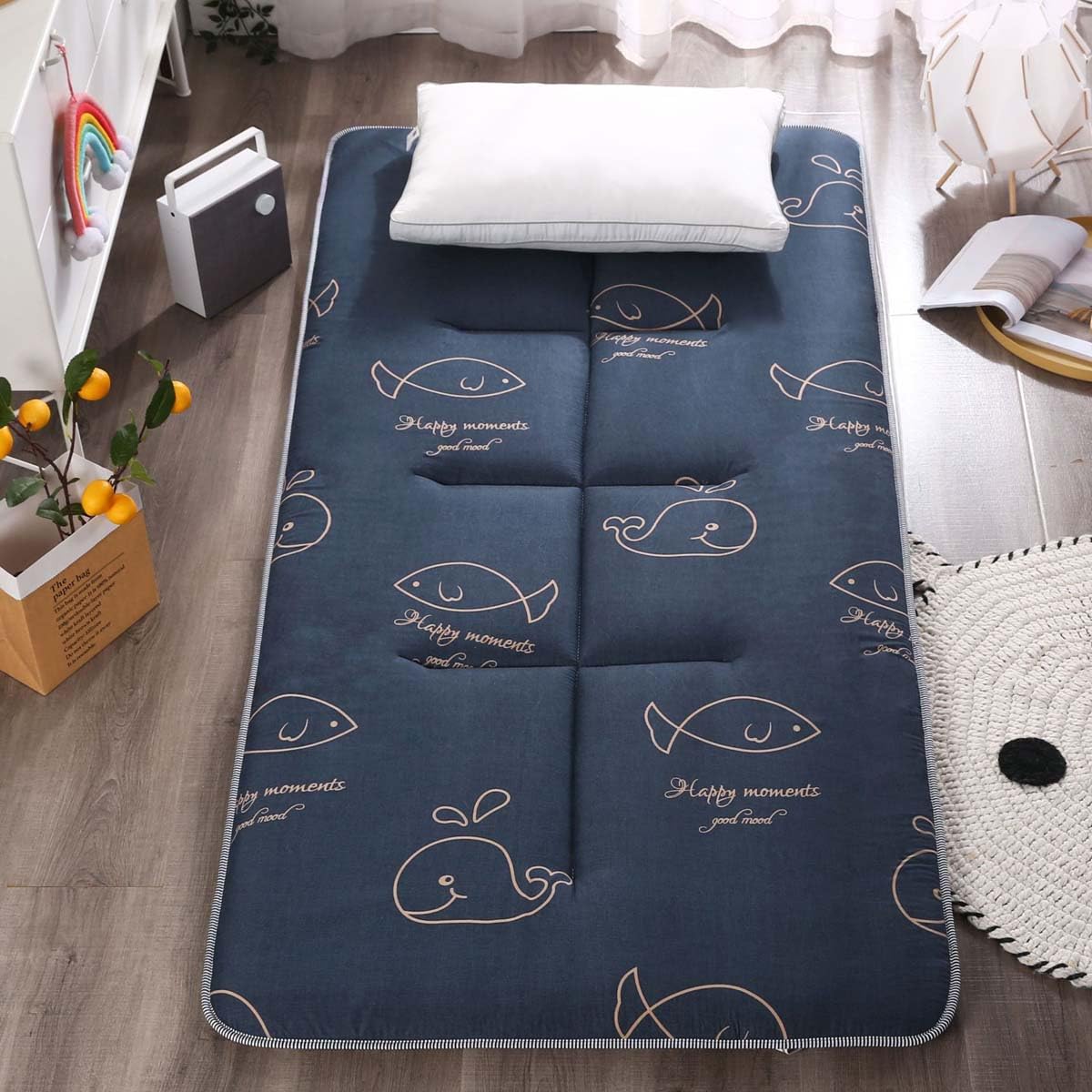 Danchen Japanische Futon-Matratze, faltbare Bodenmatratze, tragbare Tatami-Matte für Schlafsaal, Gästebett, Schlafsaal, Camping, Auto, aufrollbare, rutschfeste Schlafunterlage (150 x 200 cm, G)