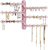 Vista 9 de Organizador de joyas de pared de 6 niveles y 6 pulgadas, tiras Command incluidas para colgar fácilmente, organizador de aretes de 120 agujeros