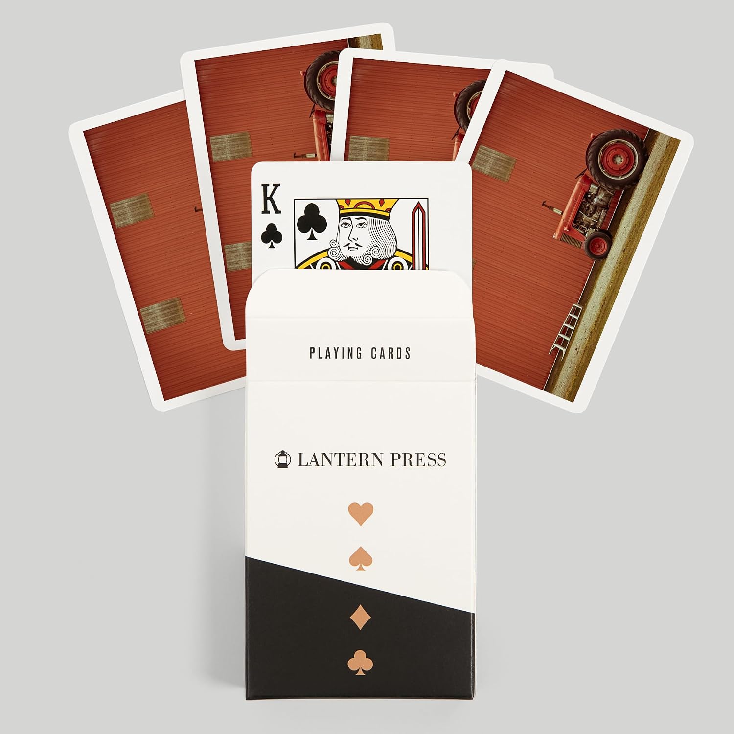 Lantern Press Red Tractor in Front of Red Barn, 52 Playing Cards for Adults, Poker Size Card Deck