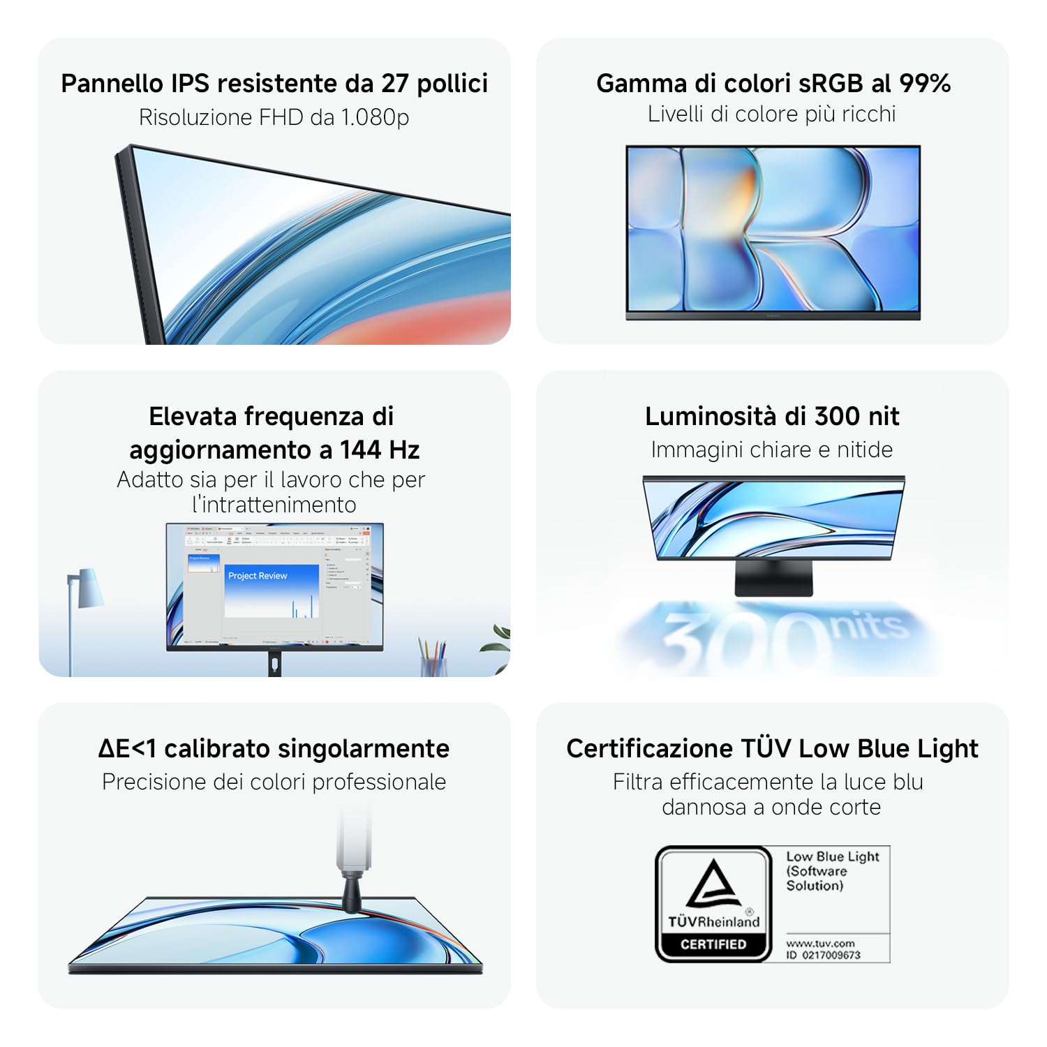 XIAOMI A27i 2026 Monitor FHD da 27 Pollici, 144Hz FreeSync, HDR10, IPS, 99% sRGB, Certificazione TÜV Low Blue Light (1920 x 1080/HDMI 2.0/DP 1.4)