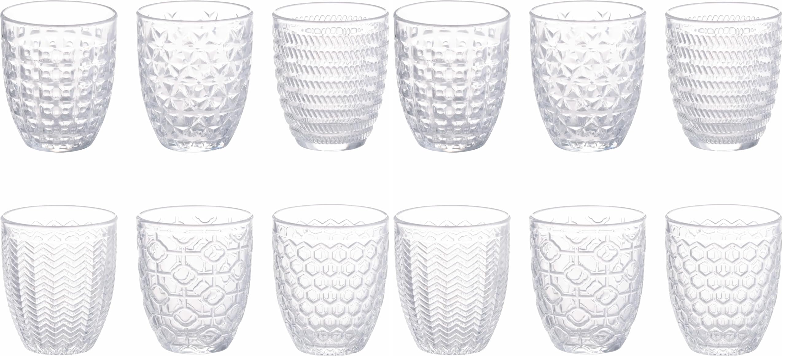Vasos de agua Villa d'Este con relieve geométrico para compartir momentos especiales