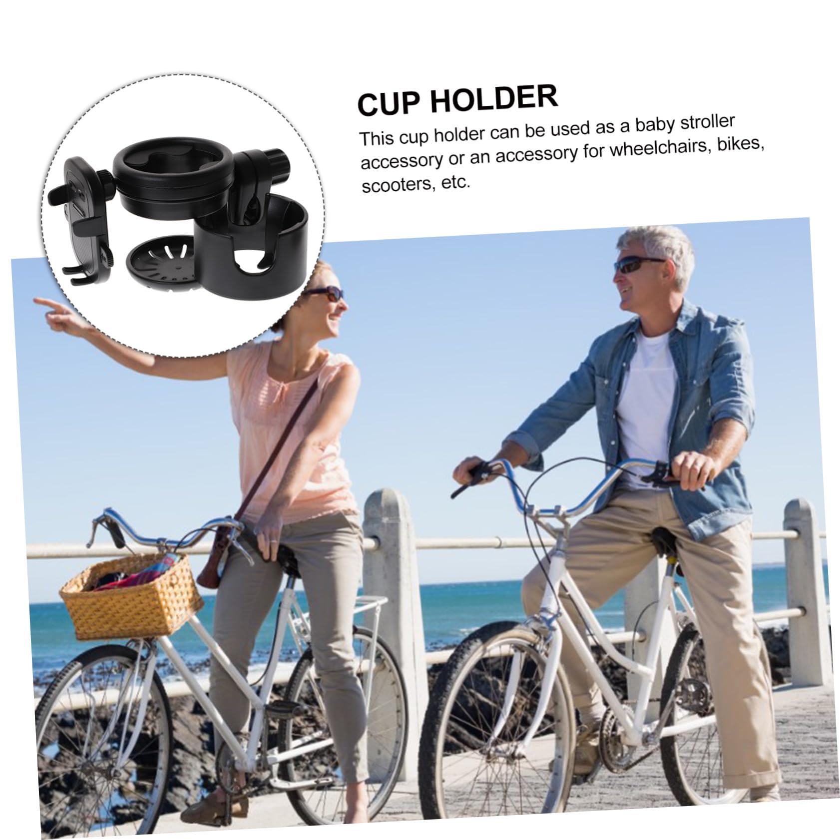 Portabiberon Passeggino Nero Supporto Borraccia per Carrozzina e Bicicletta Porta Bevande Stabile Antiscivolo per Bottiglie Latte Compatibile con Vari Tubolari