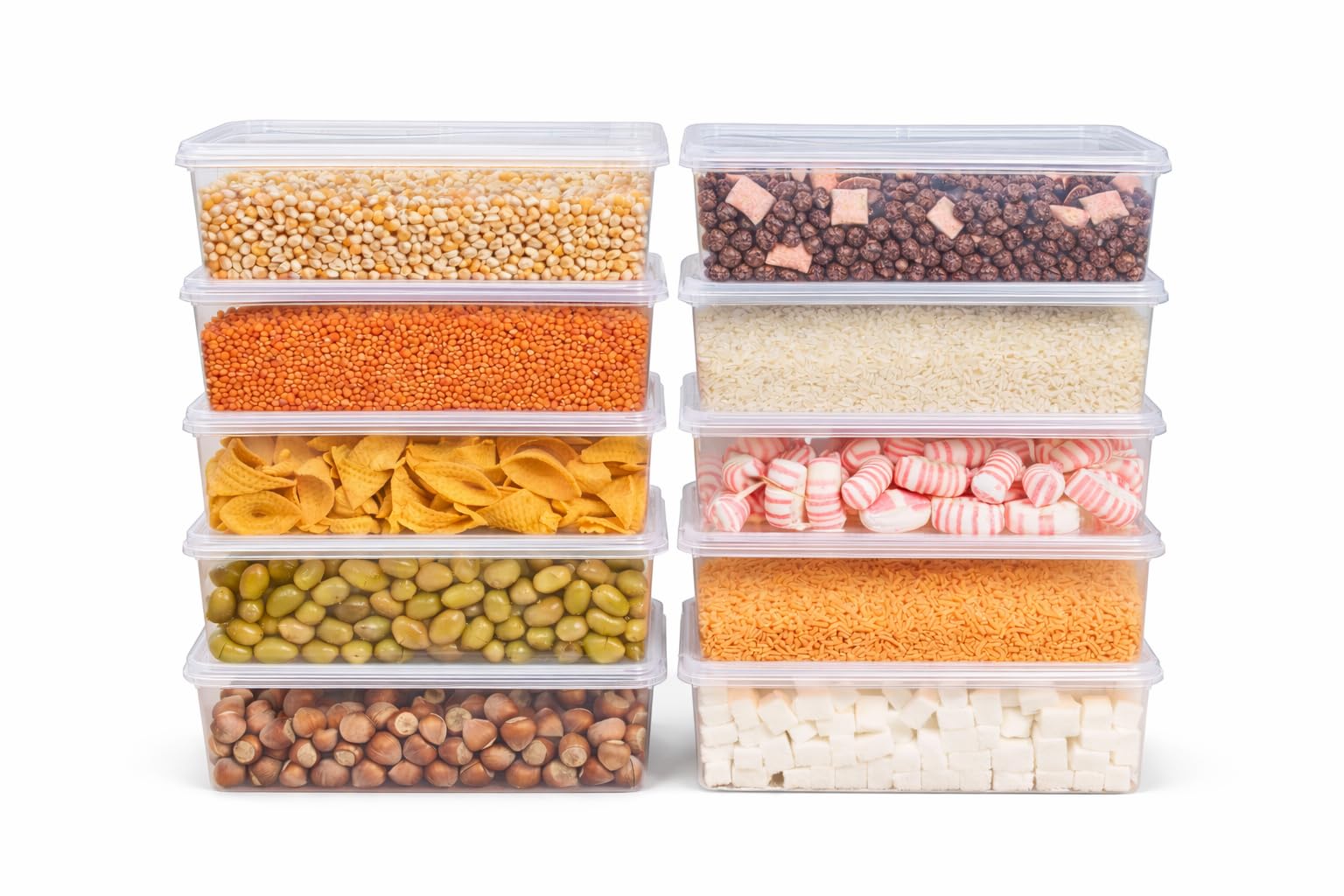 Checkmart Confezione da 10 contenitori ermetici a scatto con coperchio, 1000 ml (1 litro), contenitori per alimenti con coperchio, a prova di perdite, adatti per microonde, congelatore, lavabili in