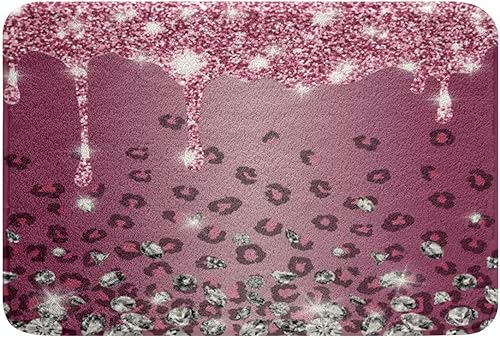 Miniatura 9 de Feelyou Tapete de baño antideslizante con estampado plateado con purpurina (sin purpurina), color morado, esponjoso, absorbente, para baño, baño,