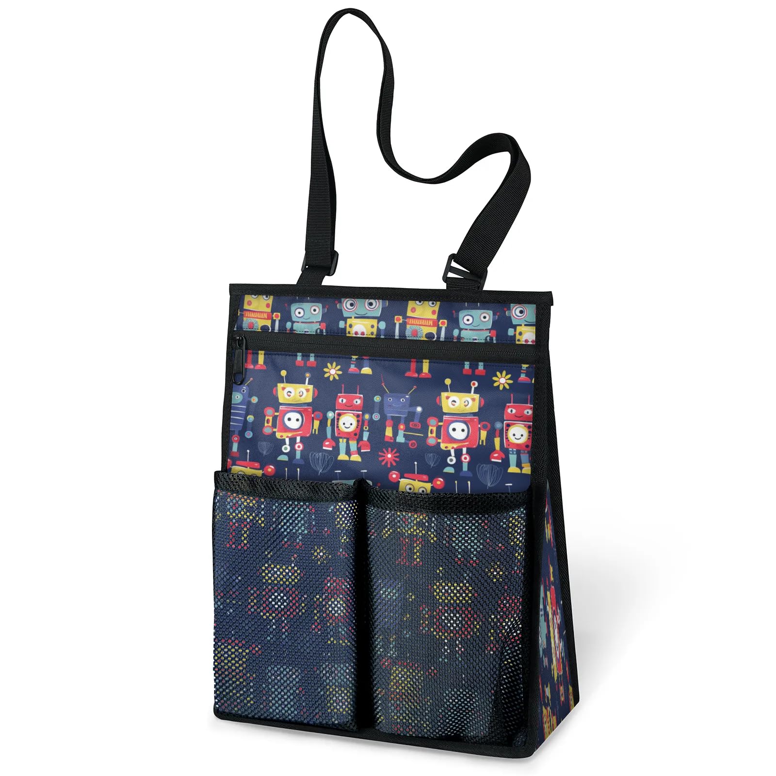 Ourtheme Cartoon Robots Portable Shower Bag for Travel Gym Camp Beach Tote Shower Caddy Bags Hanging Toiletry Organizer