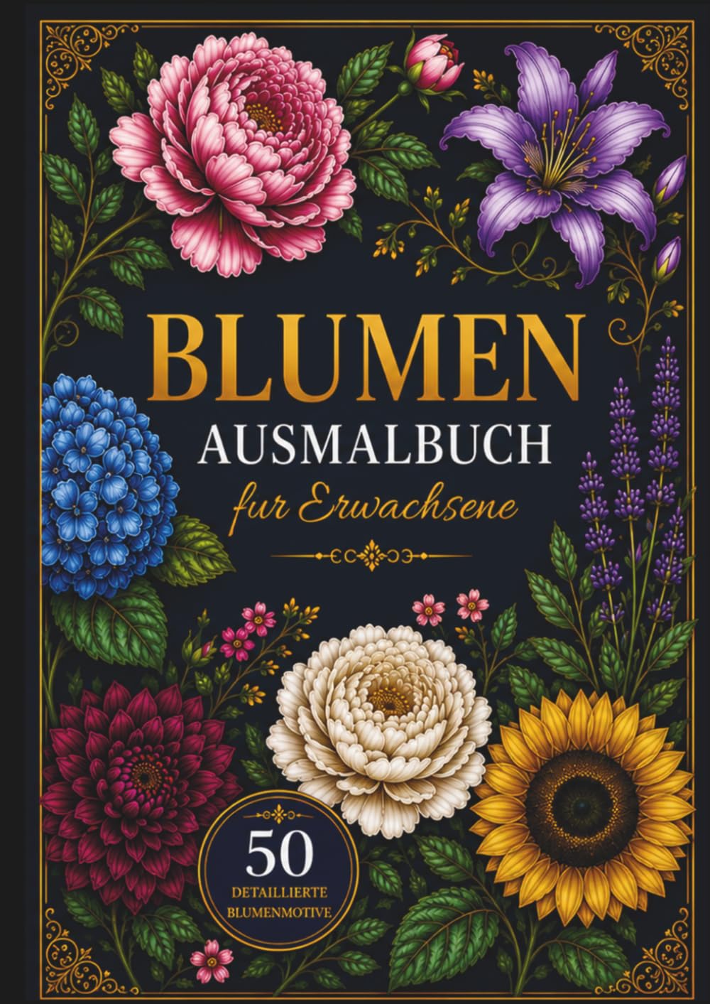 Blumen Ausmalbuch für Erwachsene: Blumenzauber - 50 wunderschöne Blumen zum Ausmalen