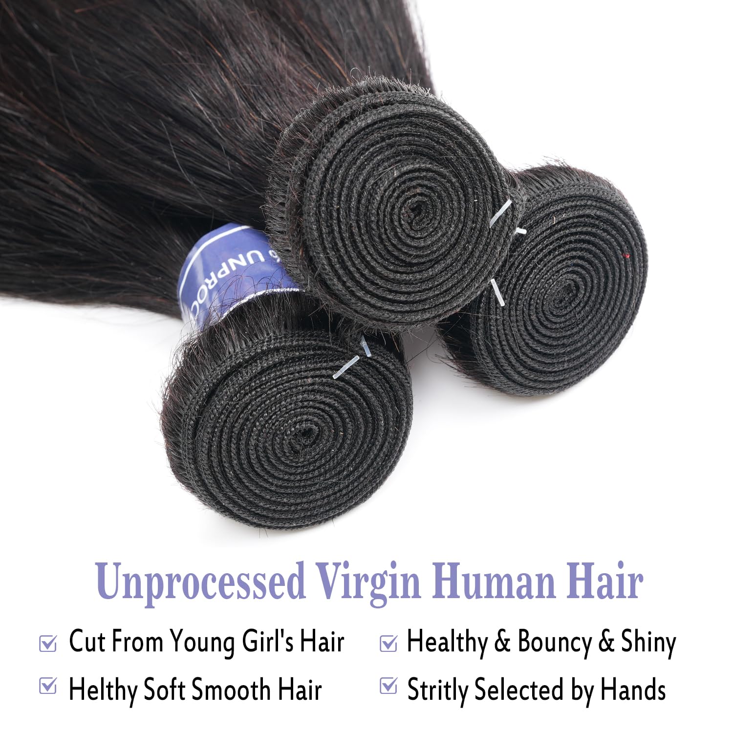 12A Human Hair Bundles 22 24 26 Inch 4 Straight Bundles Human Hair 100% Unprocessed Brazilian Remy Virgin Hair Extensions Raw Quick Weave Sew In Glossy Billion Hair Bundles Natural Black