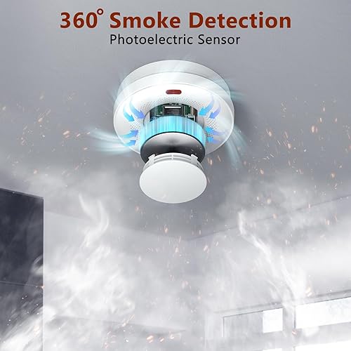 Miniatura 6 de Detector de humo inteligente, alarma de incendios, Uingarm, detector de humo Wi-Fi con aplicación, alarmas de humo inalámbricas Bluetooth con