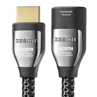 Zeskit Cinema Plus 4K 10ft Male to Female High Speed HDMI Extension Cable 22.28Gbps Compatible with 4K 60Hz Dolby Vision HDR ARC HDCP 2.2 Roku Fire TV Stick Xbox PS4 Pro Apple TV LG Sony Samsung