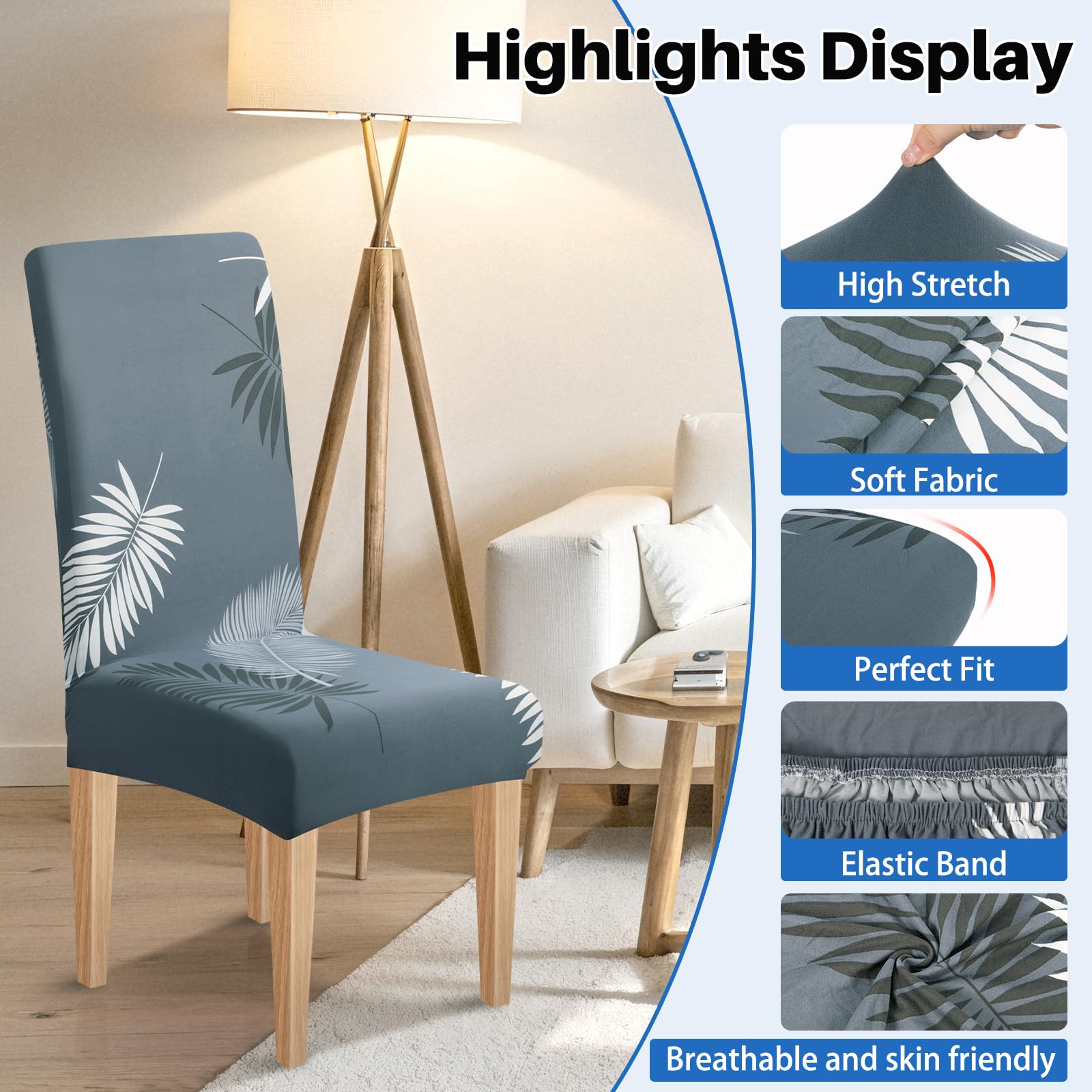 Weigudoc Lot De 6 Housses De Chaise Imperméables Extensibles Amovibles Lavables - Gris Foncé Pour Salle à Manger, Hôtel, Restaurant Protection Chaise Restaurant