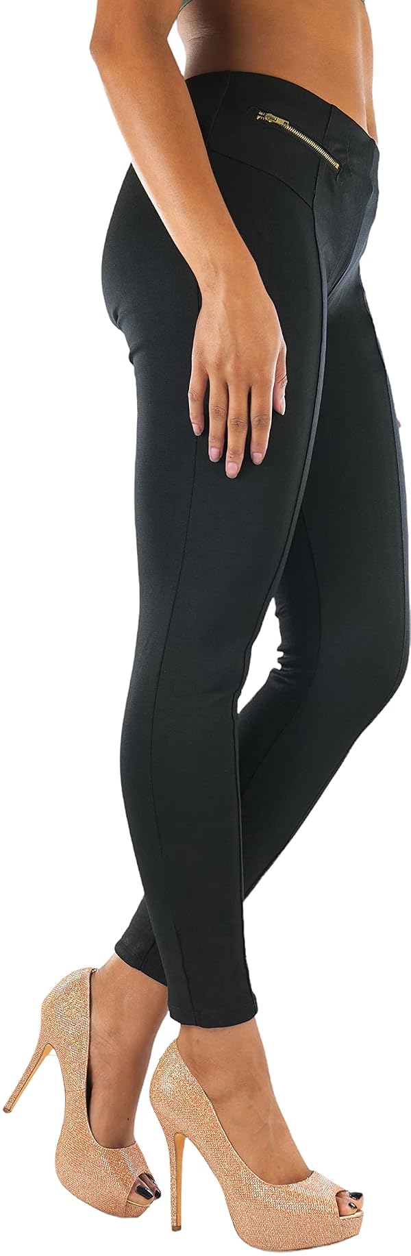 ToBeInStyle Women's Ponte Skinny Pants - Decorative Zipper Pockets - Black - M by ToBeInStyle - Used condition - Image 3