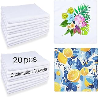 20 Pcs Sublimation Towels Blank,12 x 12 Inch DIY Microfiber Sublimation Kitchen Towel,Sublimation Hand Towels,Sublimation Tea Towels Blanks