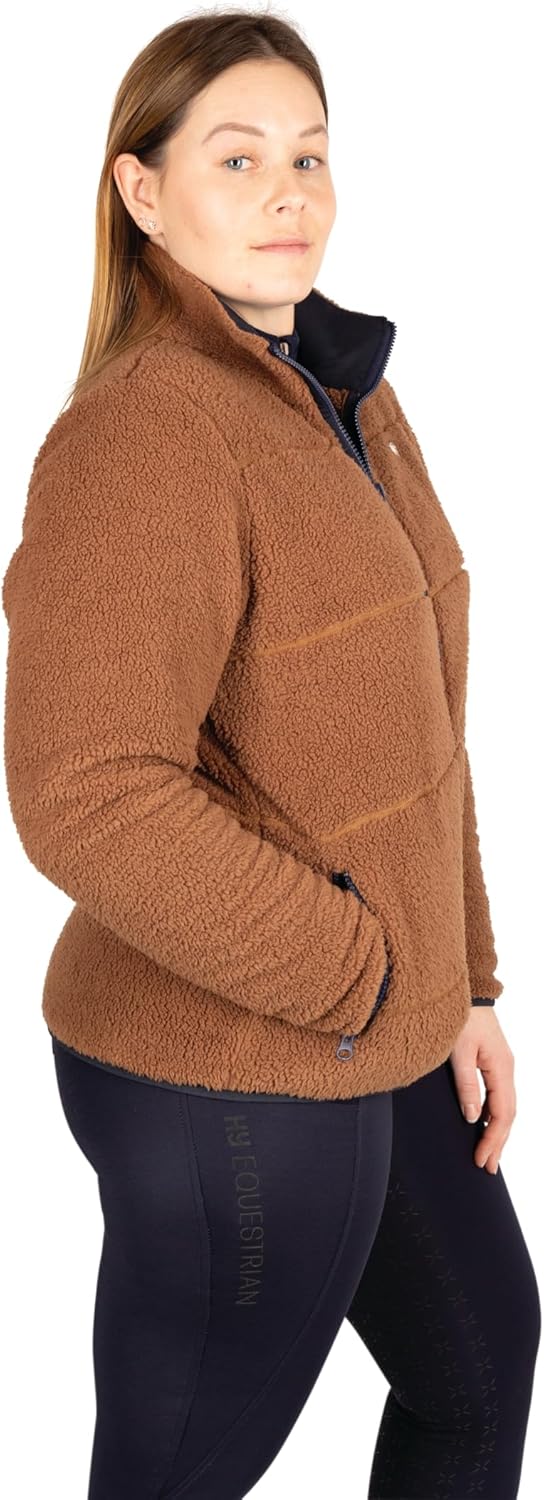 HY EQUESTRIAN Elevate Style Teddy Fleece Jacket - Brown - Small, Brown, S, Brown, Small