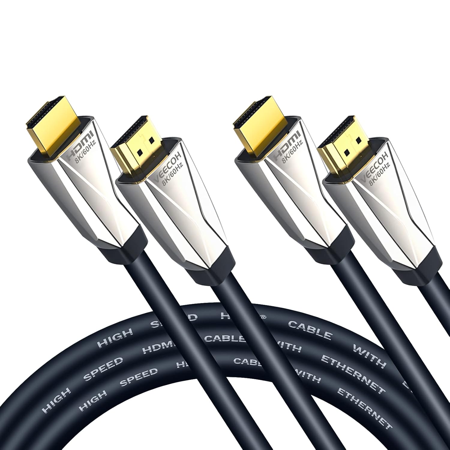 VEECOH 8k HDMI Cable 6.6FT/2M 2Pack,Ultra High Speed Hdmi Cables 2.1