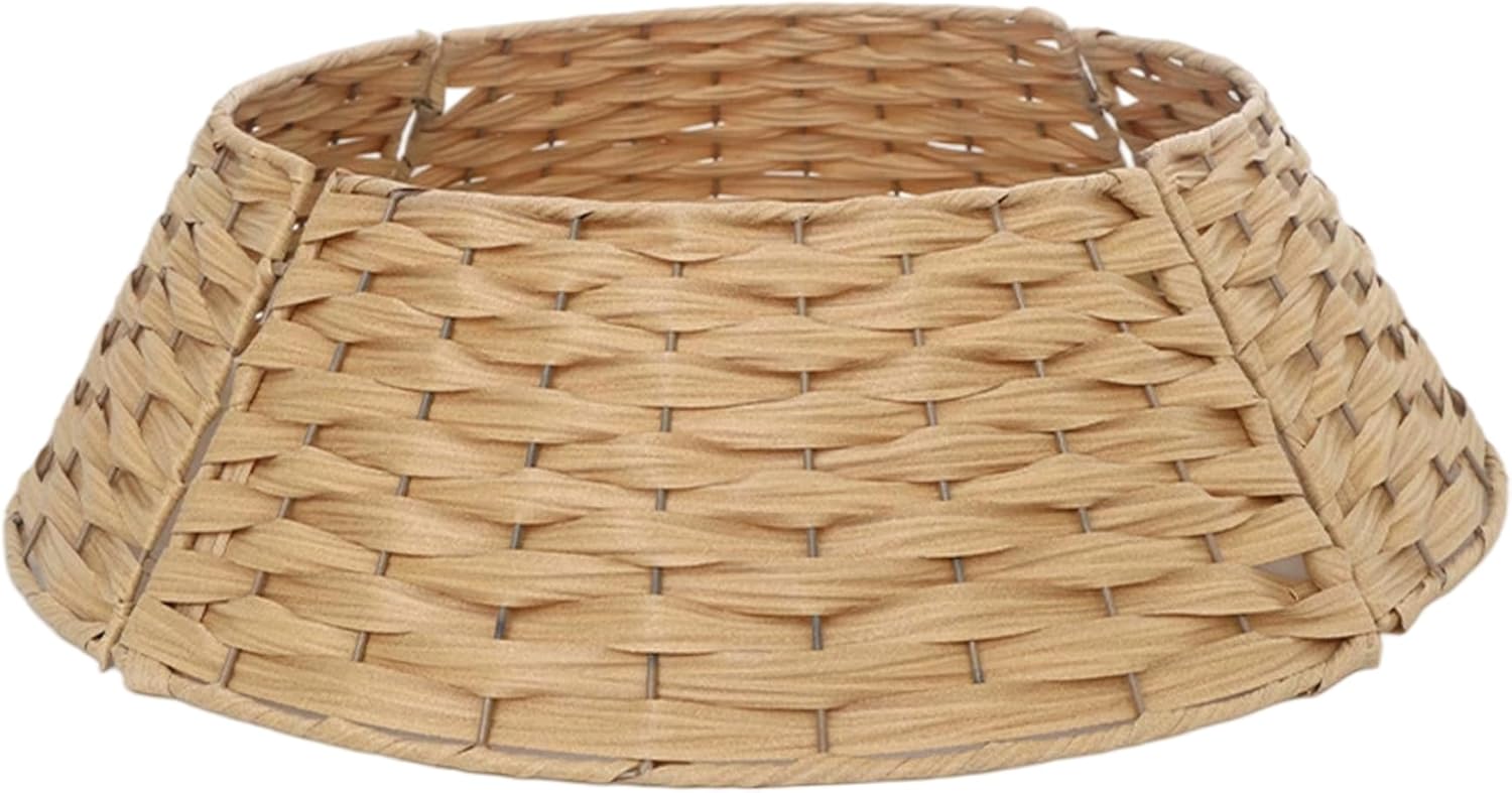Christmas Tree Collar Woven Christmas Tree Stand Cover for Xmas Home Party Decorations Natural Color, Skirts