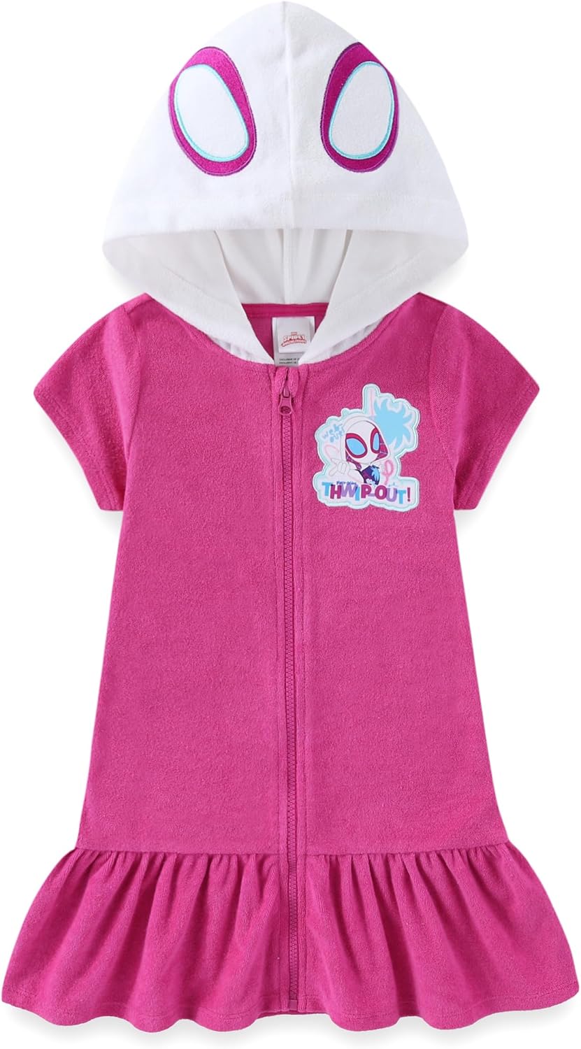 Marvel Spider-Gwen Ghost Spider Girls Hooded Swimsuit Cover-Up for Toddler and Big Kids
