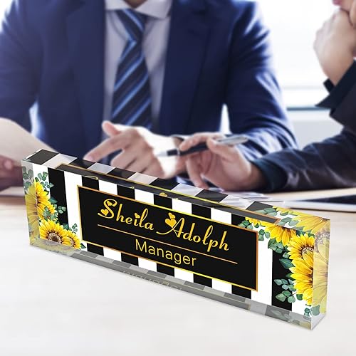 Miniatura 7 de Placa de nombre de escritorio personalizada para profesores, placa de nombre para escritorios, placa de escritorio de vidrio acrílico transparente