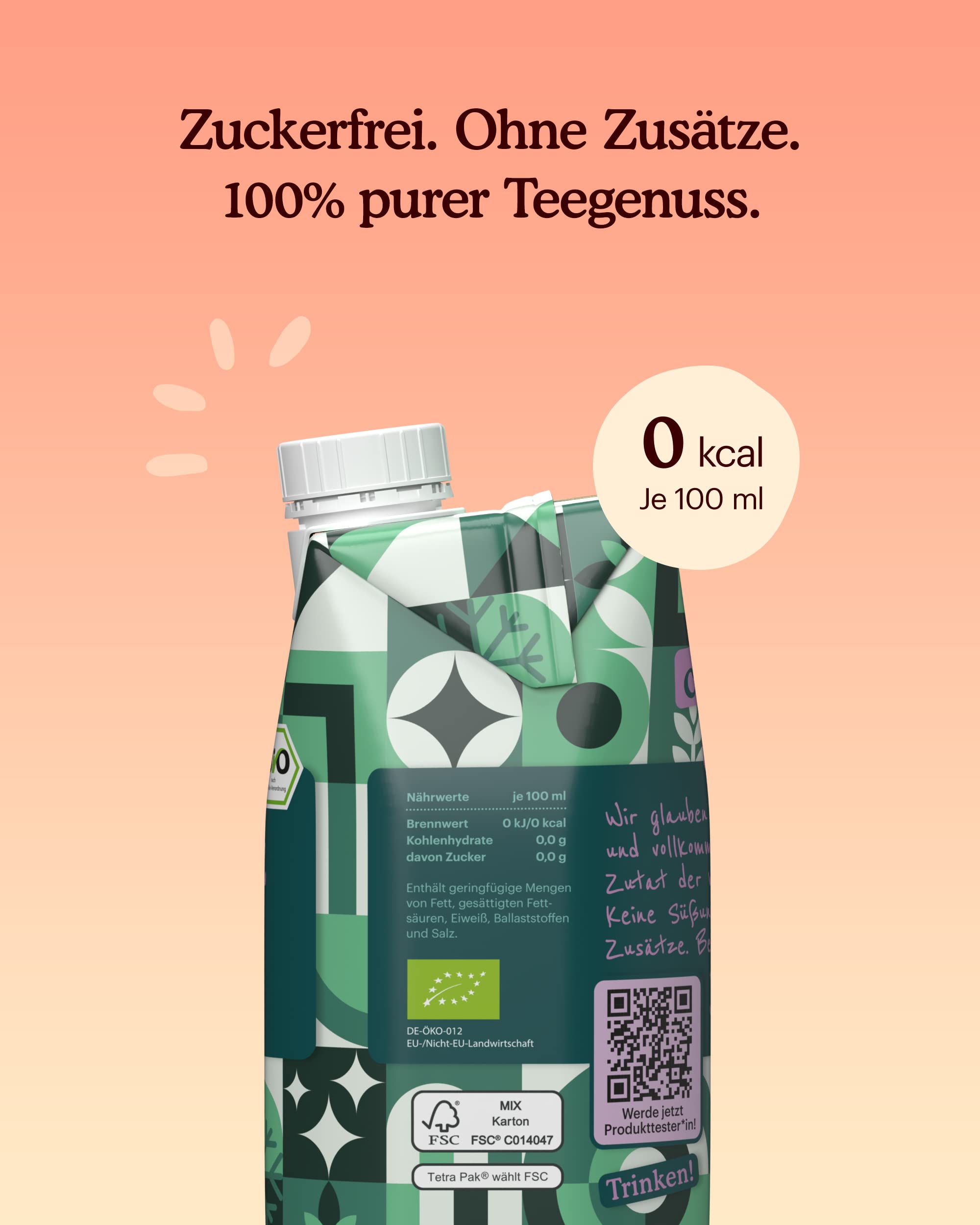 Ocha-Ocha® Tee Getränk - Bio-Minztee trinkfertig & zuckerfrei - 24x500ml - 100% Pfefferminze ohne Zusatzstoffe - ohne Süßstoffe - ungesüßt - kalorienfrei - vegan