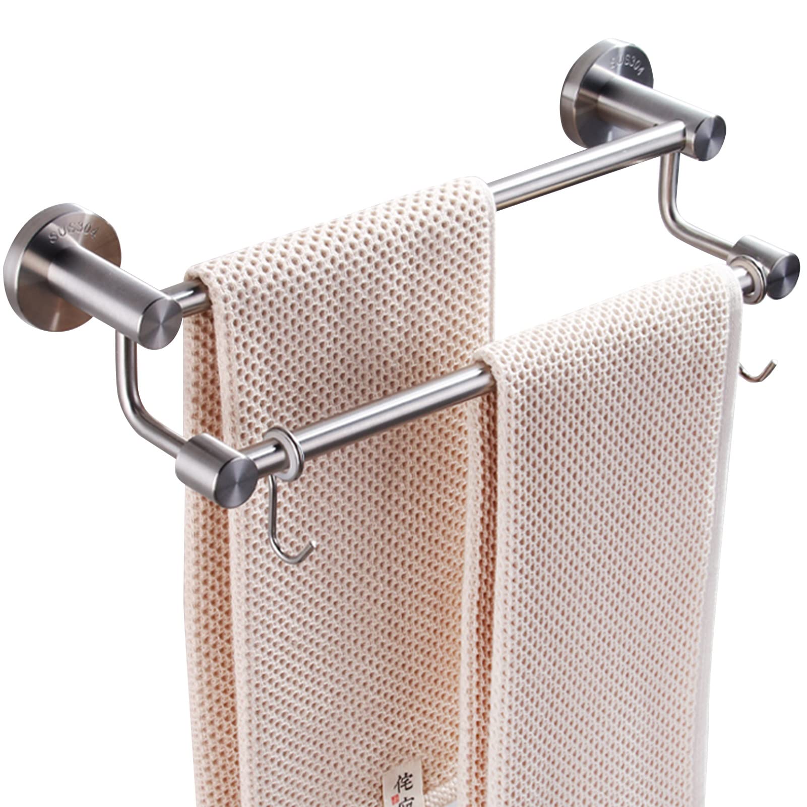 Porte-serviettes à 2 niveaux antirouille en acier SUS 304 avec crochets