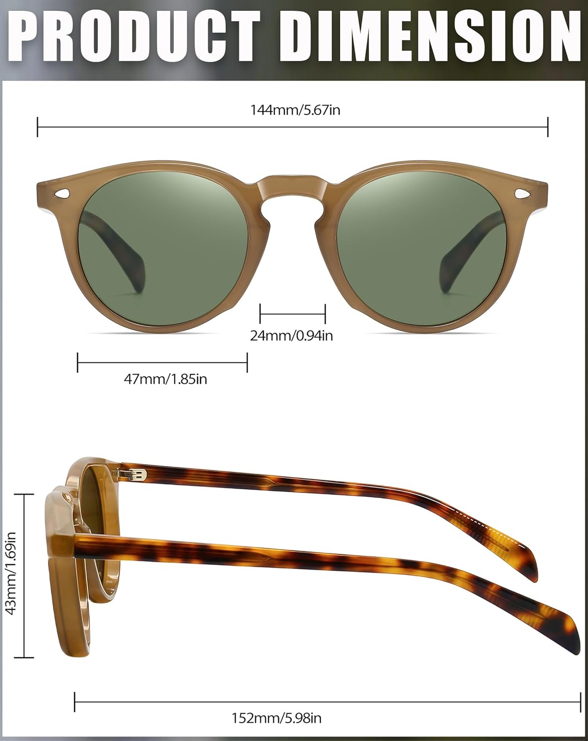 Joopin Acetate Polarized Sunglasses for Women Men Retro Round Square Sun Glasses UV Protection Trendy Shady Rays - Image 6